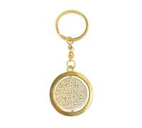 ZUXOCY Stainless Steel Keyring Engraved Scripture Keychain Religious Keyrings Ornament Quran Pendant Chain Accessories C, Gold, One size