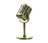 ZUXOCY Upgraded Retro Microphone Props Model Vintage Stage Table Decor Plastics Fake Antique Vintage Microphone with Stand Prop