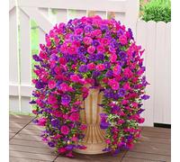 ZUXOLBIN 4PCS Artificial Hanging Flowers for Outdoor Fake Hanging Plants Spring Summer Decoration UV Resistant Faux Flowers Silk Morning Glory Trailing Vines for Home Garden Yard Balcony (Fuchsia)