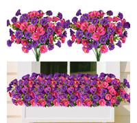ZUXOLBIN Artificial Flowers Outdoor Purple Fake Flowers Summer Decor 2 Bundles Silk Morning Glory Fake Eucalyptus Plant UV Resistant Faux Plant for Porch Patio Home Yard Garden (Purple)