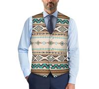 ZUXONGSY Aztec Geometry Waistcoats for Men Breathable Adjustable Fit Formal Waistcoat UK Wedding Party Business Jacket Tank Top Dress Vest