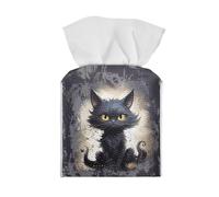 ZUXONGSY Cat Leather Tissue Box Cover Kleenex Tissue Boxes Car Bathroom Accessories Cube Tissue Box Cover Black Paper Case Organizer Holder