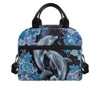 ZUXONGSY Dolphin Lunch Bag 5Th Grade/6Th Grade Floral Lunch Box Primary/Elementary Insulated Lunch Box Reusable Lunch Box Container for Kids Lunchbag