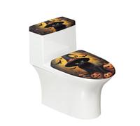 ZUXONGSY Halloween Toilet Lid Cover for Pumpkin Lantern Oblong Toilet Seat Cover Home Decoration Black Cat All Hallows' Eve Bathroom Accessory Fits Most Size Lids