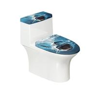 ZUXONGSY Ocean Shark Blue Toilet Seat Cover Set, Universal Fit, 2 Pcs Toilet Lid Cover and Tank Lid Cover, Elastic Edge, Easy Care, Home Gift