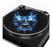 ZUXONGSY Skull Vinyl Slipmat Anti Static Turntable Mat for Vinyl Records Fire Blue Dj Slip Mats for Turntables Technics Turntable Mats for Graduation Ceremony