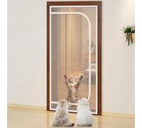 ZUYINBULUO Pet Screen Door 90x210cm,Thickened Cat Proof Screen Door Pet Resistant Mesh Screen Door Dog Cat Scratch Proof Screen With Zipper For Living Room, Bedroom, Kitchen(85x210cm)