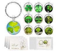 ZUYIST 10 PCS Good Luck Keyring Set, Alloys Keychain Four Leaf Clover with 10 Cards and 10 Self-sealing Bags, Lucky Charm Key Chains Good Luck Gifts for Family Friends Colleague Birthday Christmas