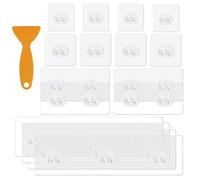 ZUYIST 16PCS Shower Caddy Adhesive Hooks, Strong Adhesive Hooks Transparent Wall Hooks for Bathroom Shower Shelf Kitchen Racks Shower Caddy Corner Shelf Soap Holder No Drilling