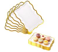 ZUYIST 20 Elegant Serving Platters,White Serving Platters with Gold Border