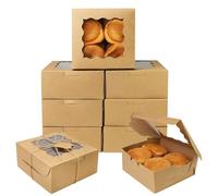 ZUYIST 20 Pack Bakery Box with Window, Brown Kraft Paper Cake with String Pastry Box Square Cookie Boxes Gift Boxes for Wedding Birthday Party Christmas 16 * 16 * 7cm/6.2 * 6.2 * 2.75in