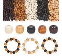 ZUYIST 300PCS Large Hole Barrel Wood Beads, 5 Colors 12x11mm Natural Wooden Spacer Beads with 6mm Hole for Crafting Macrame Rosary Jewelry Bracelet Making