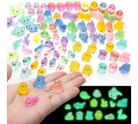 ZUYIST 80Pcs Mini Resin Animals, 15 Styles Tiny Resin Animals Mixed Glow In The Dark Cute Animal Figures Accessories for Decorate Aquariums Dollhouses Fish Tanks Potted Plants Garden Landscape