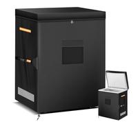 ZUYIYI Chest Freezer Cover, Outdoor Freezer Protector for 5 Cubic Feet, 420D Oxford Waterproof Full Cover Deep Freezer Cover with Top Cover for Open, Zipper Pocket 28"L x 23"W x 34"H, Black