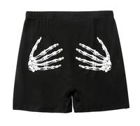 ZUYPSK Women's Booty Shorts Skeleton Hands Print Back Hot Pants for Workout Yoga Rave Dance Disco Party, black, S
