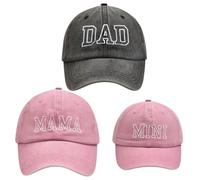 ZUYYON 3 Pcs Parent-Child Baseball Hats Adjustable Mama Dad Mini Daughter Son Embroidered Cap Matching Retro Family Hats, Black, Pink, One size