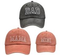 ZUYYON 3 Pcs Parent-Child Baseball Hats Adjustable Mama Dad Mini Daughter Son Embroidered Cap Matching Retro Family Hats, Black, Orange, One size