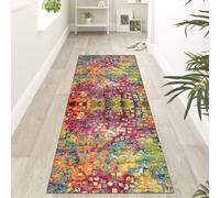 ZUZEKU Abstract Colourful Runner Hallway Kitchen Washable Non-Slip 70 x 350 cm Vintage Colourful Long Kitchen Rug Hallway Rug for Corridor Living Room Bedroom Sold by the Metre Adjustable