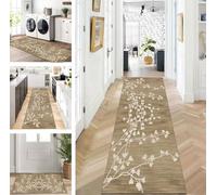 ZUZEKU Abstract Runner Hallway Kitchen Washable Non-Slip 50 x 140 cm Vintage Brown Long Kitchen Rug Hallway Rug for Corridor Living Room Bedroom Sold by the Metre Adjustable