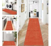 ZUZEKU Abstract Runner Hallway Kitchen Washable Non-Slip 60 x 150 cm Orange Long Kitchen Rug Hallway Rug for Corridor Living Room Bedroom Sold by the Metre Adjustable