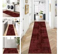 ZUZEKU Abstract Runner Hallway Kitchen Washable Non-Slip 80 x 280 cm Vintage Red Long Kitchen Rug Hallway Rug for Corridor Living Room Bedroom Sold by the Metre Adjustable