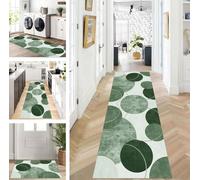 ZUZEKU Abstract Runner Hallway Kitchen Washable Non-Slip Corridor Rug Mats 110 x 300 cm Long Green Kitchen Rug Hallway Rug Runner Bedroom Dining Room Polyester Carpet Runner Sold by the Metre