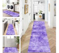 ZUZEKU Abstract Runner Hallway Kitchen Washable Non-Slip Corridor Rug Mats 110 x 450 cm Long Purple Kitchen Rug Hallway Rug Runner Bedroom Dining Room Polyester Carpet Runner Sold by the Metre