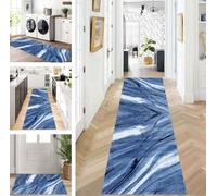 ZUZEKU Abstract Runner Hallway Kitchen Washable Non-Slip Corridor Rug Mats 120 x 550 cm Kitchen Rug Hallway Blue Runner Bedroom Dining Room Polyester Carpet Runner Sold by the Metre Adjustable