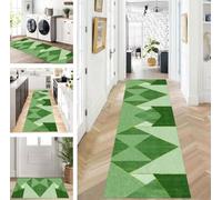 ZUZEKU Abstract Runner Hallway Kitchen Washable Non-Slip Corridor Rug Mats 40 x 450 cm Long Green Kitchen Rug Hallway Rug Runner Bedroom Dining Room Polyester Carpet Runner Sold by the Metre
