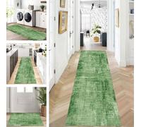 ZUZEKU Abstract Runner Hallway Kitchen Washable Non-Slip Corridor Rug Mats 40 x 450 cm Long Green Kitchen Rug Hallway Rug Runner Bedroom Dining Room Polyester Carpet Runner Sold by the Metre