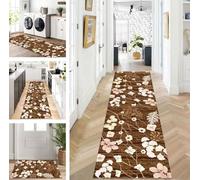 ZUZEKU Abstract Runner Hallway Kitchen Washable Non-Slip Corridor Rug Mats 50 x 80 cm Brown Long Kitchen Rug Hallway Rug Runner Bedroom Dining Room Polyester Carpet Runner Sold by the Metre Adjustable