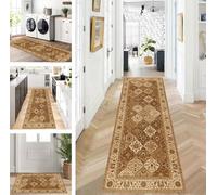 ZUZEKU Abstract Runner Hallway Kitchen Washable Non-Slip Corridor Rug Mats 60 x 100 cm Brown Long Kitchen Rug Hallway Rug Runner Bedroom Dining Room Polyester Carpet Runner Sold by the Metre