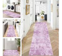 ZUZEKU Abstract Runner Hallway Kitchen Washable Non-Slip Corridor Rug Mats 60 x 180 cm Long Purple Kitchen Rug Hallway Rug Runner Bedroom Dining Room Polyester Carpet Runner Sold by the Metre