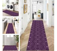 ZUZEKU Abstract Runner Hallway Kitchen Washable Non-Slip Corridor Rug Mats 60 x 180 cm Purple Long Kitchen Rug Hallway Rug Runner Bedroom Dining Room Polyester Carpet Runner Sold by the Metre