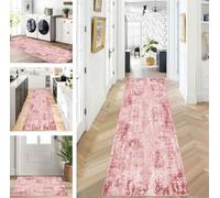 ZUZEKU Abstract Runner Hallway Kitchen Washable Non-Slip Corridor Rug Mats 60 x 450 cm Long Red Kitchen Rug Hallway Rug Runner Bedroom Dining Room Polyester Carpet Runner Sold by the Metre Adjustable