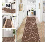 ZUZEKU Abstract Runner Hallway Kitchen Washable Non-Slip Corridor Rug Mats 60 x 60 cm Kitchen Rug Hallway Brown Runner Bedroom Dining Room Polyester Carpet Runner Sold by the Metre Adjustable