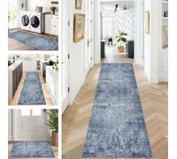 ZUZEKU Abstract Runner Hallway Kitchen Washable Non-Slip Corridor Rug Mats 80 x 100 cm Long Blue Kitchen Rug Hallway Rug Runner Bedroom Dining Room Polyester Carpet Runner Sold by the Metre Adjustable