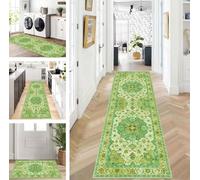 ZUZEKU Abstract Runner Hallway Kitchen Washable Non-Slip Corridor Rug Mats 80 x 100 cm Long Green Kitchen Rug Hallway Rug Runner Bedroom Dining Room Polyester Carpet Runner Sold by the Metre