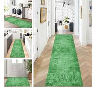 ZUZEKU Abstract Runner Hallway Kitchen Washable Non-Slip Corridor Rug Mats 80 x 160 cm Long Green Kitchen Rug Hallway Rug Runner Bedroom Dining Room Polyester Carpet Runner Sold by the Metre