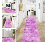 ZUZEKU Abstract Runner Hallway Kitchen Washable Non-Slip Corridor Rug Mats 80 x 160 cm Long Purple Kitchen Rug Hallway Rug Runner Bedroom Dining Room Polyester Carpet Runner Sold by the Metre
