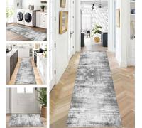 ZUZEKU Abstract Runner Hallway Kitchen Washable Non-Slip Corridor Rug Mats 80 x 250 cm Kitchen Rug Hallway Grey Runner Bedroom Dining Room Polyester Carpet Runner Sold by the Metre Adjustable