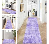 ZUZEKU Abstract Runner Hallway Kitchen Washable Non-Slip Corridor Rug Mats 80 x 280 cm Long Purple Kitchen Rug Hallway Rug Runner Bedroom Dining Room Polyester Carpet Runner Sold by the Metre