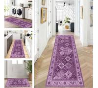 ZUZEKU Abstract Runner Hallway Kitchen Washable Non-Slip Corridor Rug Mats 80 x 350 cm Purple Long Kitchen Rug Hallway Rug Runner Bedroom Dining Room Polyester Carpet Runner Sold by the Metre