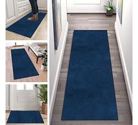 ZUZEKU Kitchen Runner Washable Non-Slip Dark Blue 60 x 150 cm Hallway Runner Corridor Carpet Runner Kitchen Rug Bedroom Dining Room Polyester Sold by the Metre Adjustable