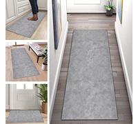 ZUZEKU Kitchen Runner Washable Non-Slip Grey 80 x 200 cm Hallway Runner Corridor Rug Runner Kitchen Rug Bedroom Dining Room Polyester Sold by the Metre Adjustable