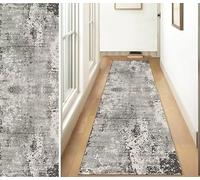 ZUZEKU Rug Runner Hallway Kitchen Non-Slip Washable 50 x 150 cm Modern Kitchen Runner Grey Long Polyester Colourful Carpet Runner for Corridor Bedroom Living Room Sold by the Metre Entrance