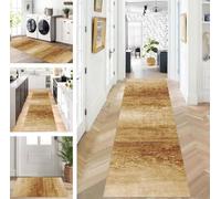 ZUZEKU Rug Runner Long Beige Brown Hallway Kitchen Non-Slip Washable Rug Mats Modern Design Kitchen Runner 90 x 120 cm Kitchen Rug Sold by the Metre Dining Room Bedroom Living Room Dirt Trapper Mat