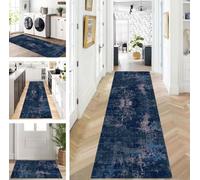 ZUZEKU Rug Runner Long Blue Green Hallway Kitchen Non-Slip Washable Rug Mats Modern Design Kitchen Runner 80 x 130 cm Kitchen Rug Sold by the Metre Dining Room Bedroom Living Room Dirt Trapper Mat