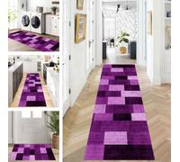 ZUZEKU Rug Runner Long Dark Purple Hallway Kitchen Non-Slip Washable Rug Mats Modern Design Kitchen Runner 120 x 250 cm Kitchen Rug Sold by the Metre Dining Room Bedroom Living Room Dirt Trapper Mat