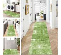 ZUZEKU Rug Runner Long Green Hallway Kitchen Non-Slip Washable Rug Mats Modern Design Kitchen Runner 80 x 130 cm Kitchen Rug Sold by the Metre Dining Room Bedroom Living Room Dirt Trapper Mat